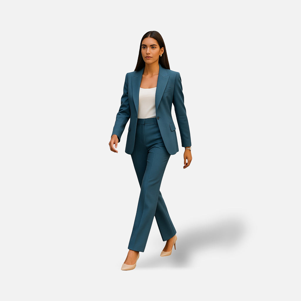 The Athletics Society | Women's Blazer & Trouser Set Tailored Straight Leg Office Suit - 2