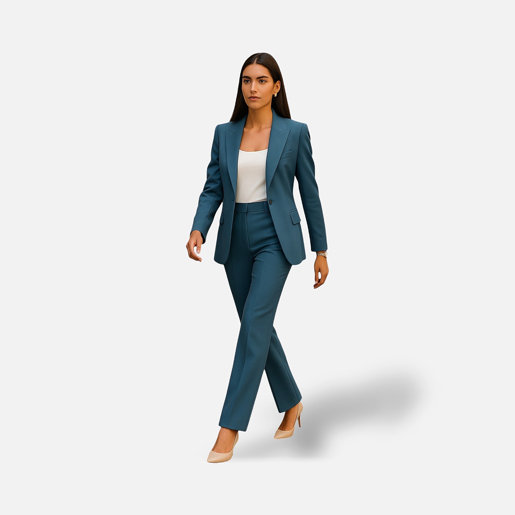 The Athletics Society | Women's Blazer & Trouser Set Tailored Straight Leg Office Suit - 2