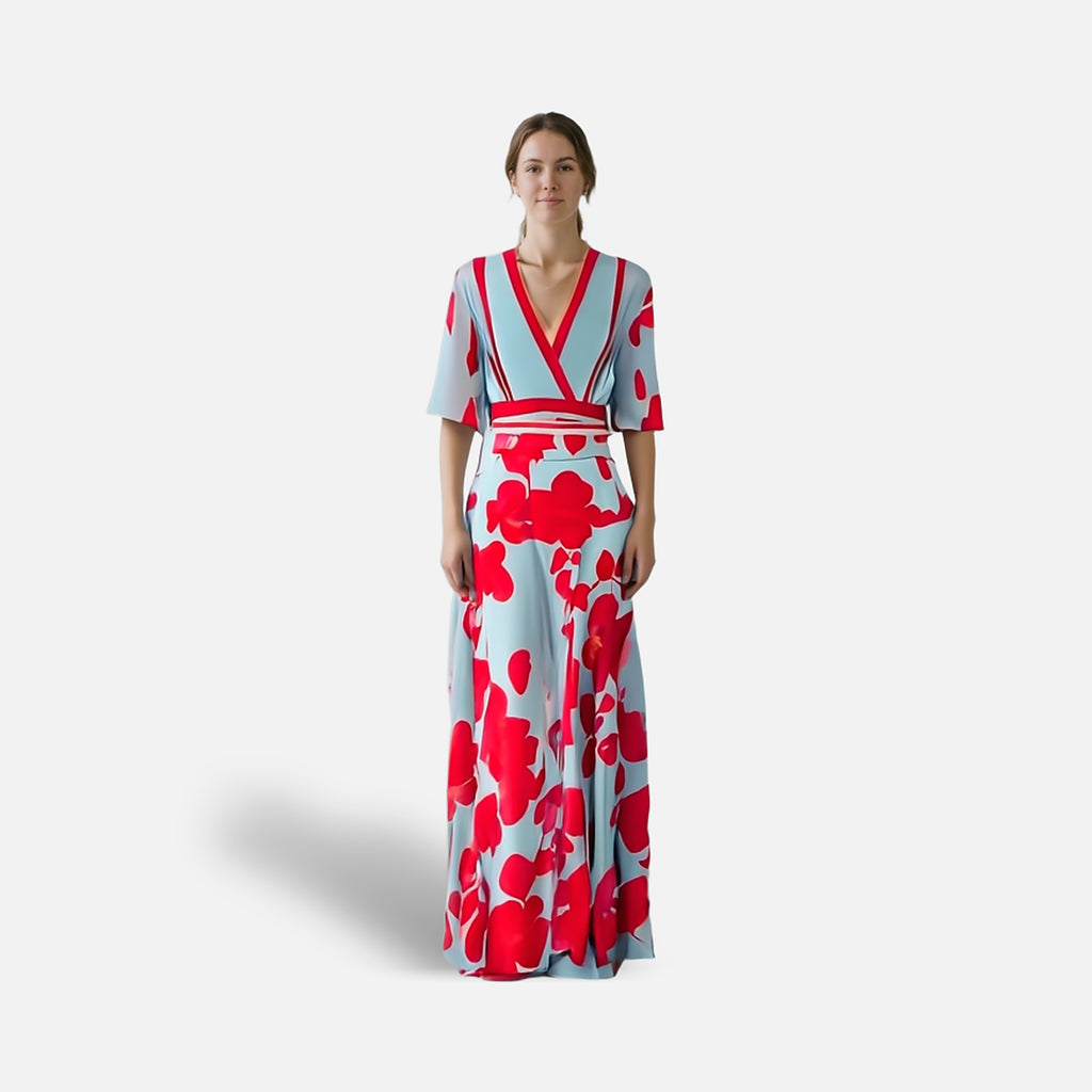 The Athletics Society | Women's Floral Sheath Dress Elegant Sleeves Slim Fit S–3XL - 3