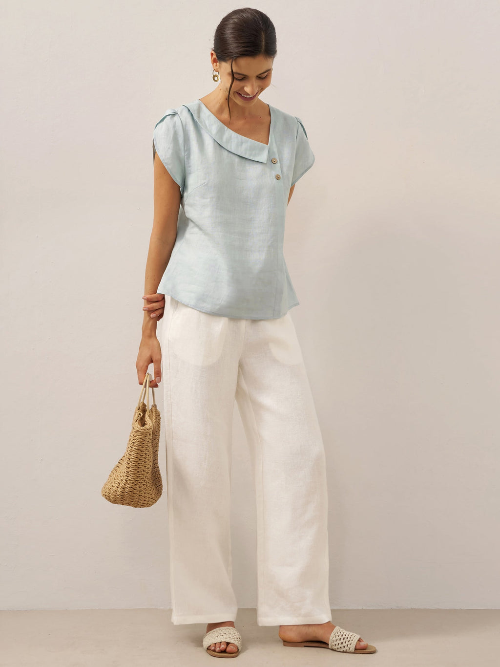 The Athletics Society | Women's Linen Flutter Sleeve Top - 17
