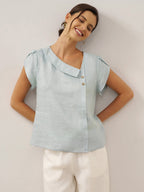 The Athletics Society | Women's Linen Flutter Sleeve Top - 14