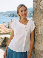 The Athletics Society | Women's Linen Flutter Sleeve Top - 2