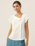 The Athletics Society | Women's Linen Flutter Sleeve Top - 1