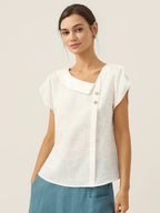 The Athletics Society | Women's Linen Flutter Sleeve Top - 1