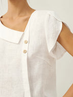 The Athletics Society | Women's Linen Flutter Sleeve Top - 8