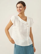 The Athletics Society | Women's Linen Flutter Sleeve Top - 4