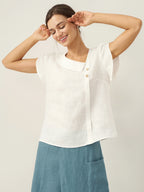 The Athletics Society | Women's Linen Flutter Sleeve Top - 6