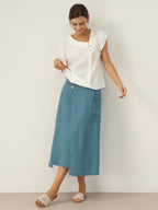 The Athletics Society | Women's Linen Flutter Sleeve Top - 9