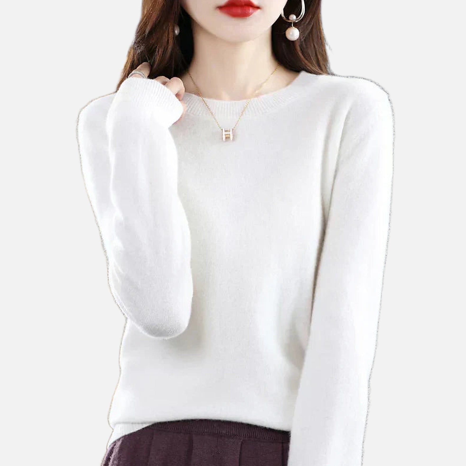 The Athletics Society | Women's Classic Cashmere Crewneck Sweater - 12