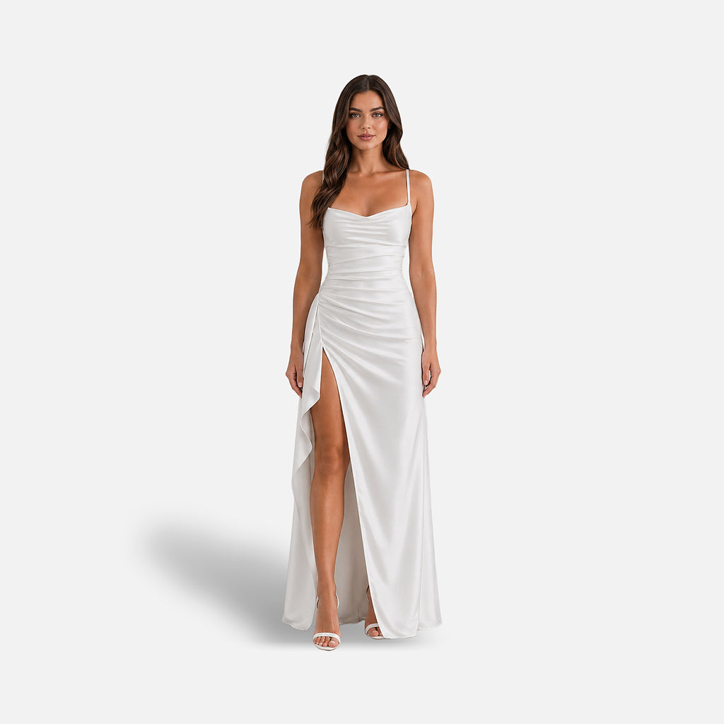 The Athletics Society | Women's Satin Draped Evening Gown - 1