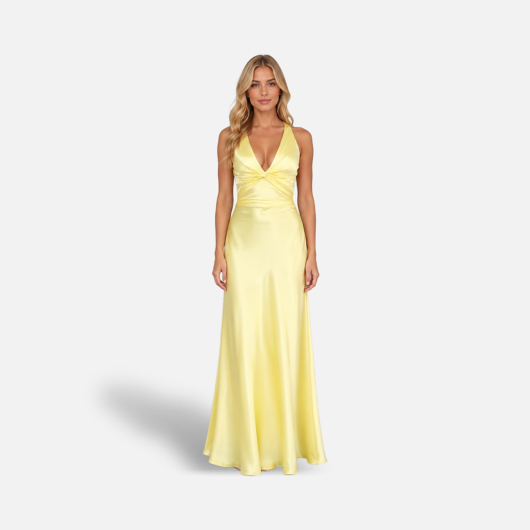 The Athletics Society | Women's Satin Halter Maxi Dress - 1