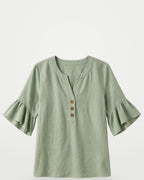 The Athletics Society | Women's Relaxed Ruffle Sleeve Blouse - 1