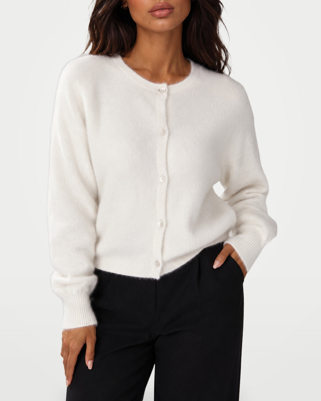 The Athletics Society | Women's Relaxed Fuzzy Knit Cardigan - 13