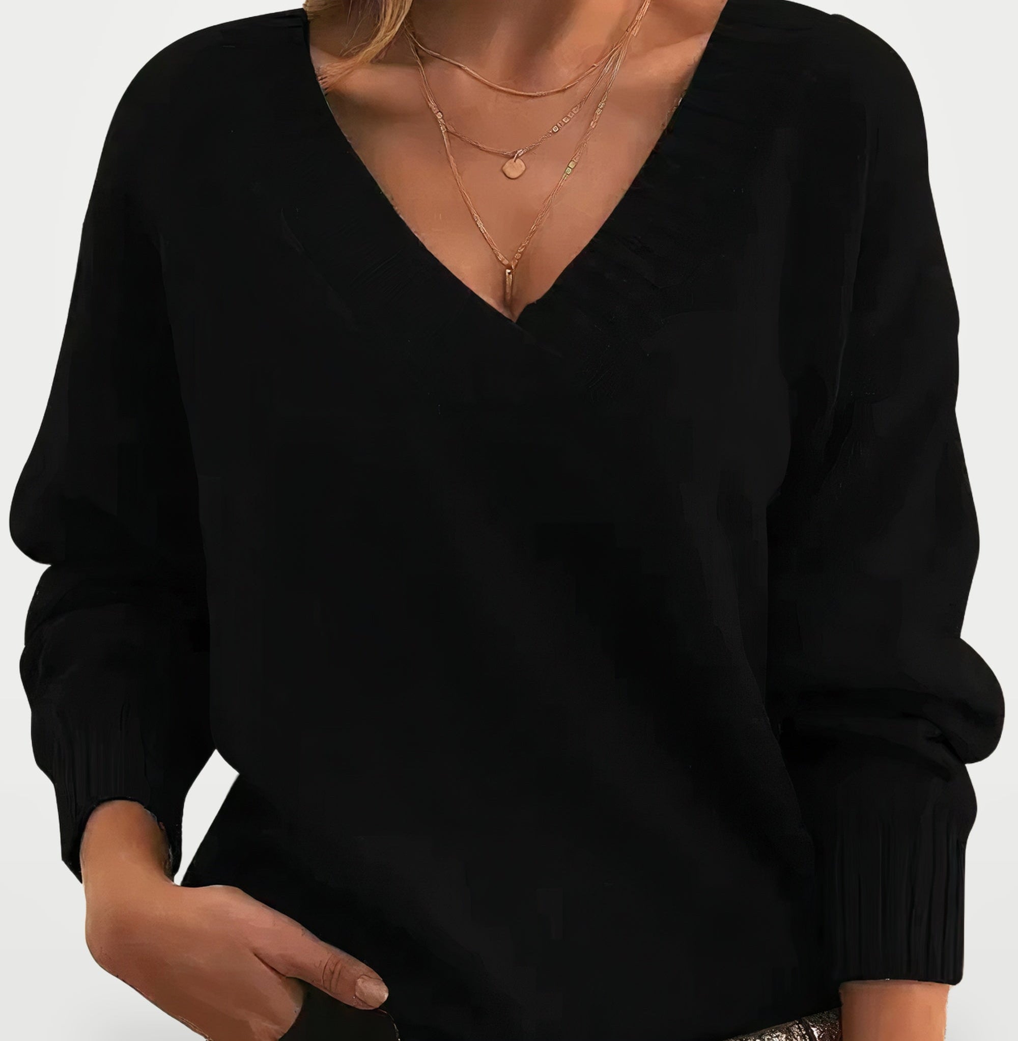 The Athletics Society | Women's Relaxed V-Neck Balloon Sweater - 1