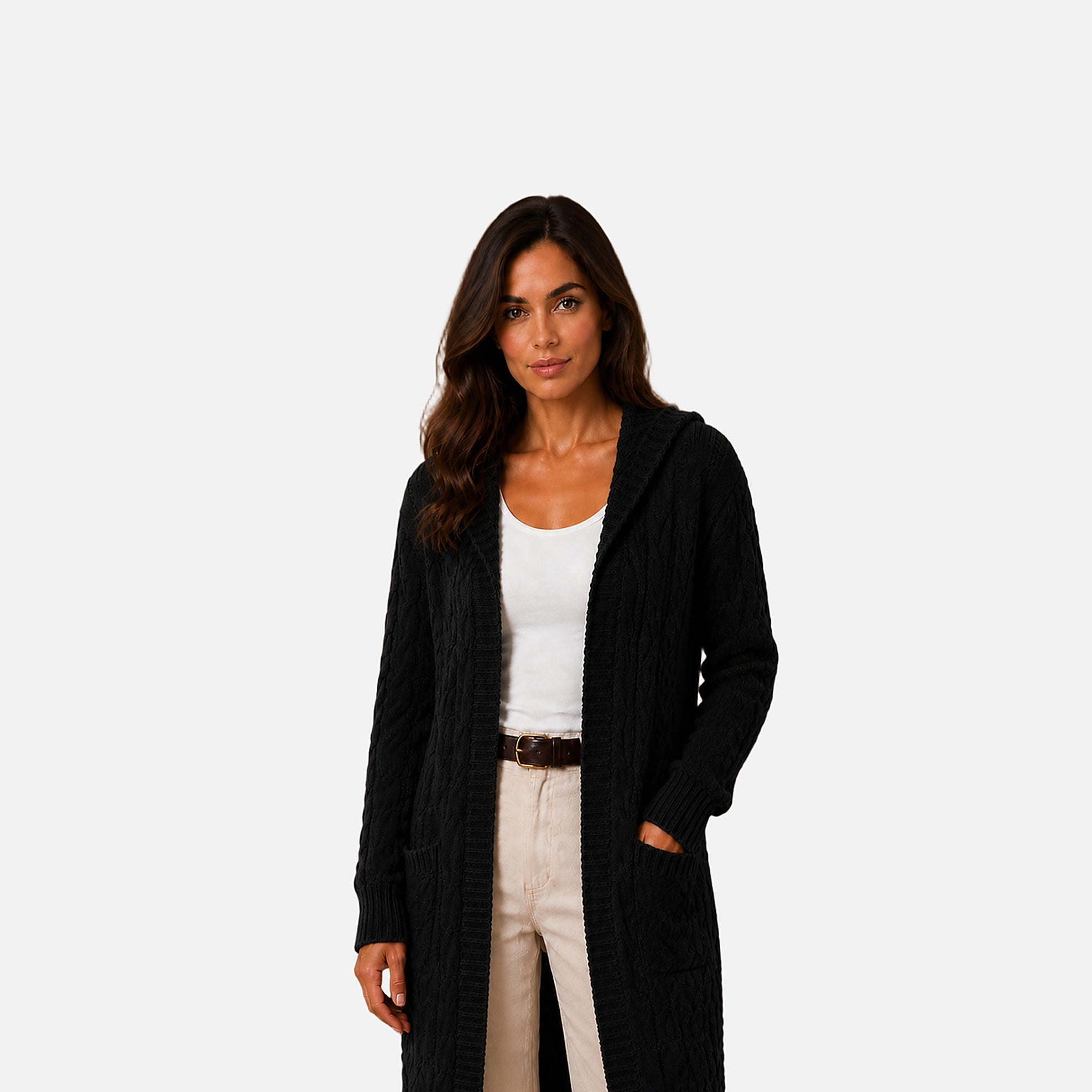 The Athletics Society | Women's Hooded Cable Knit Cardigan - 1