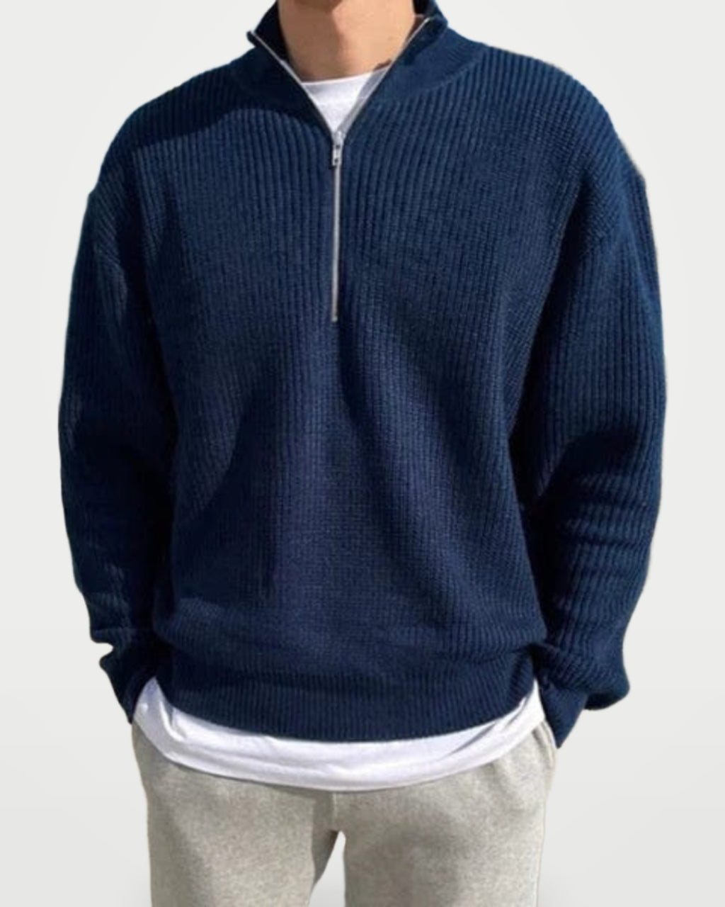 The Athletics Society | Men's Ribbed Half-Zip Sweater - 1