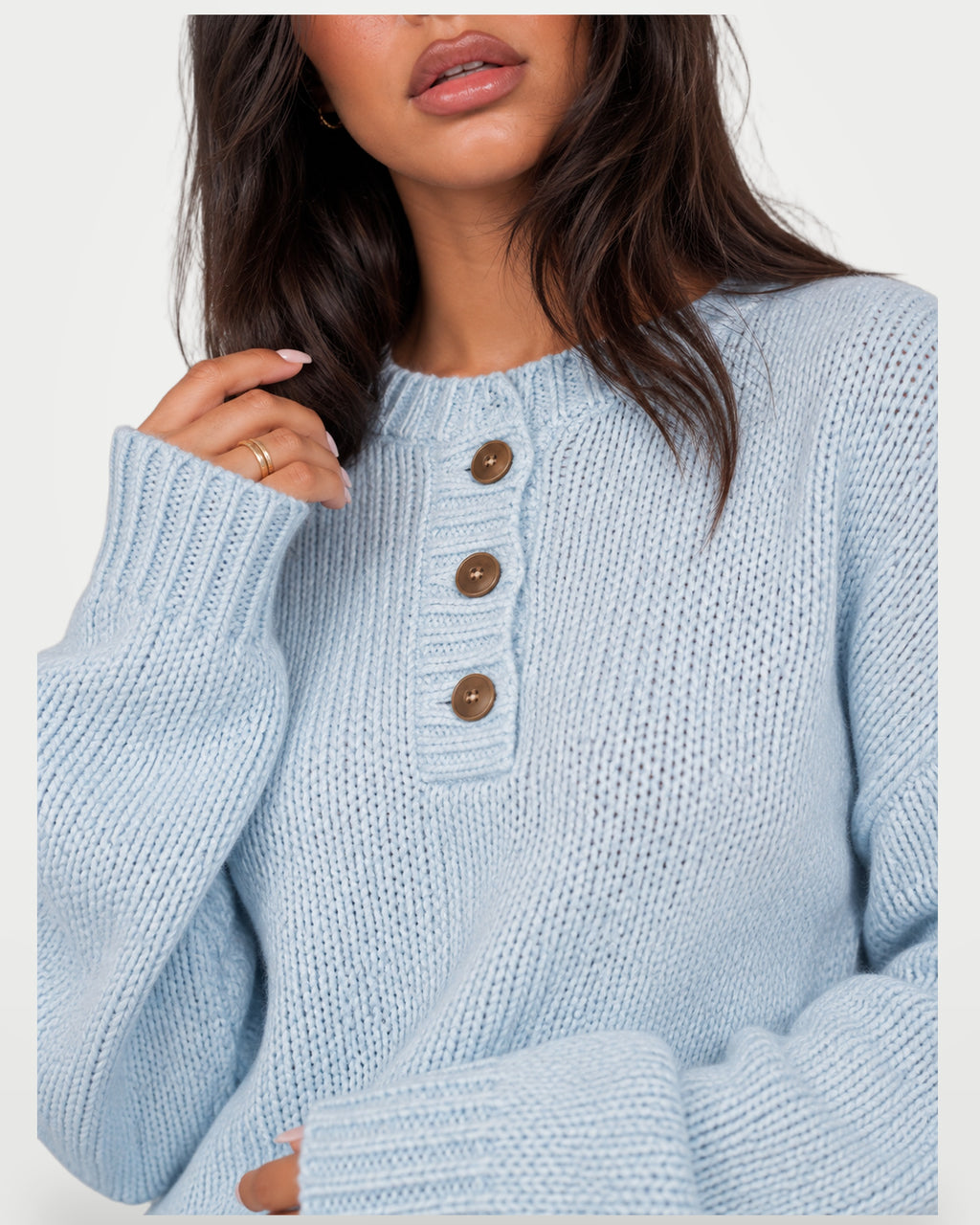 The Athletics Society | Women's Fine Knit Henley Sweater - 15