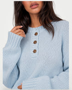 The Athletics Society | Women's Fine Knit Henley Sweater - 15