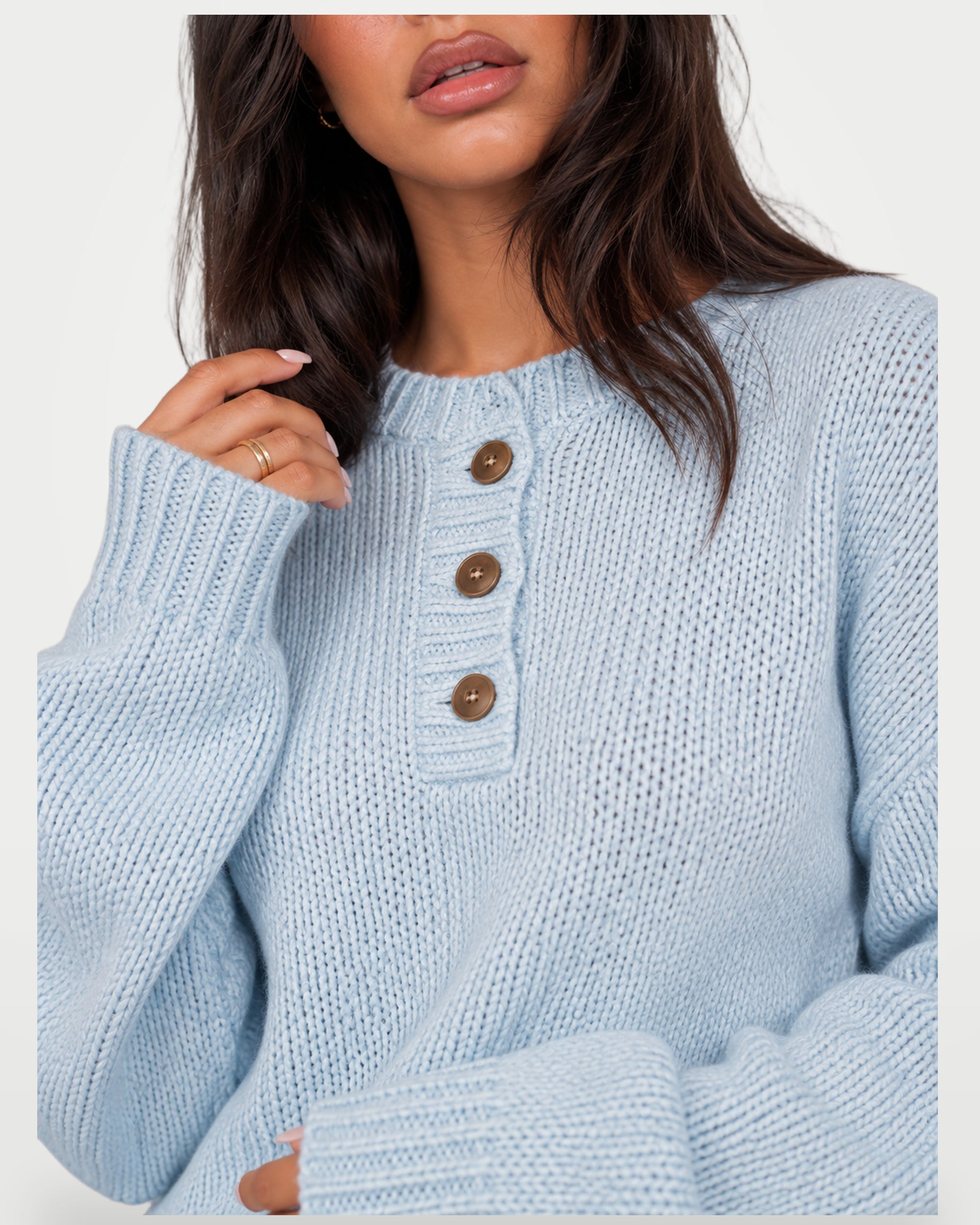 The Athletics Society | Women's Fine Knit Henley Sweater - 15