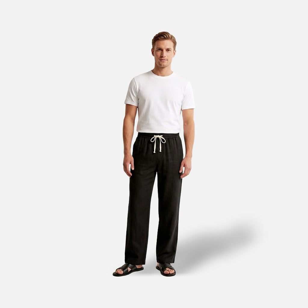 The Athletics Society | Men's Linen Cotton Trousers Straight Fit Breathable Lightweight - 1