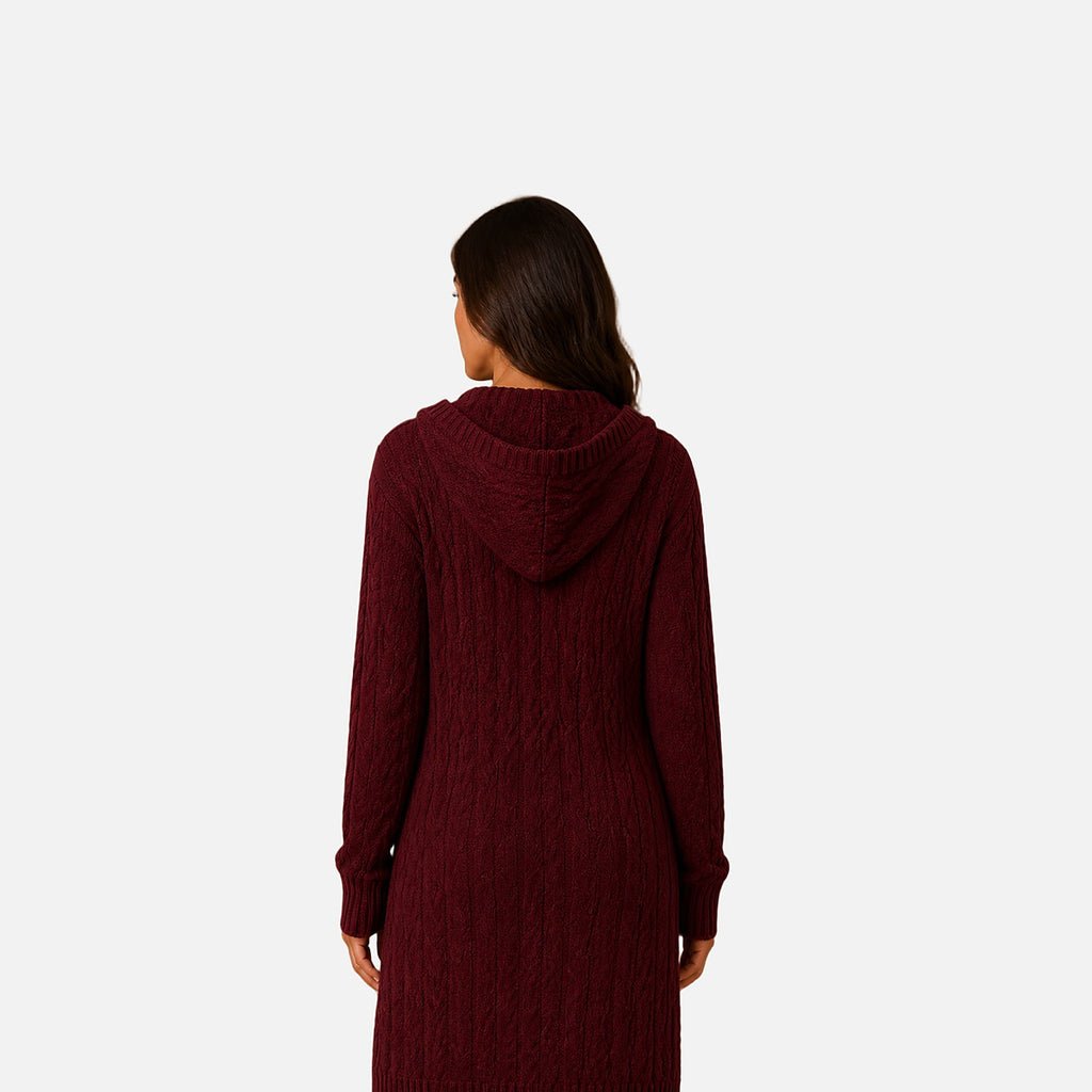 The Athletics Society | Women's Hooded Cable Knit Cardigan - 10
