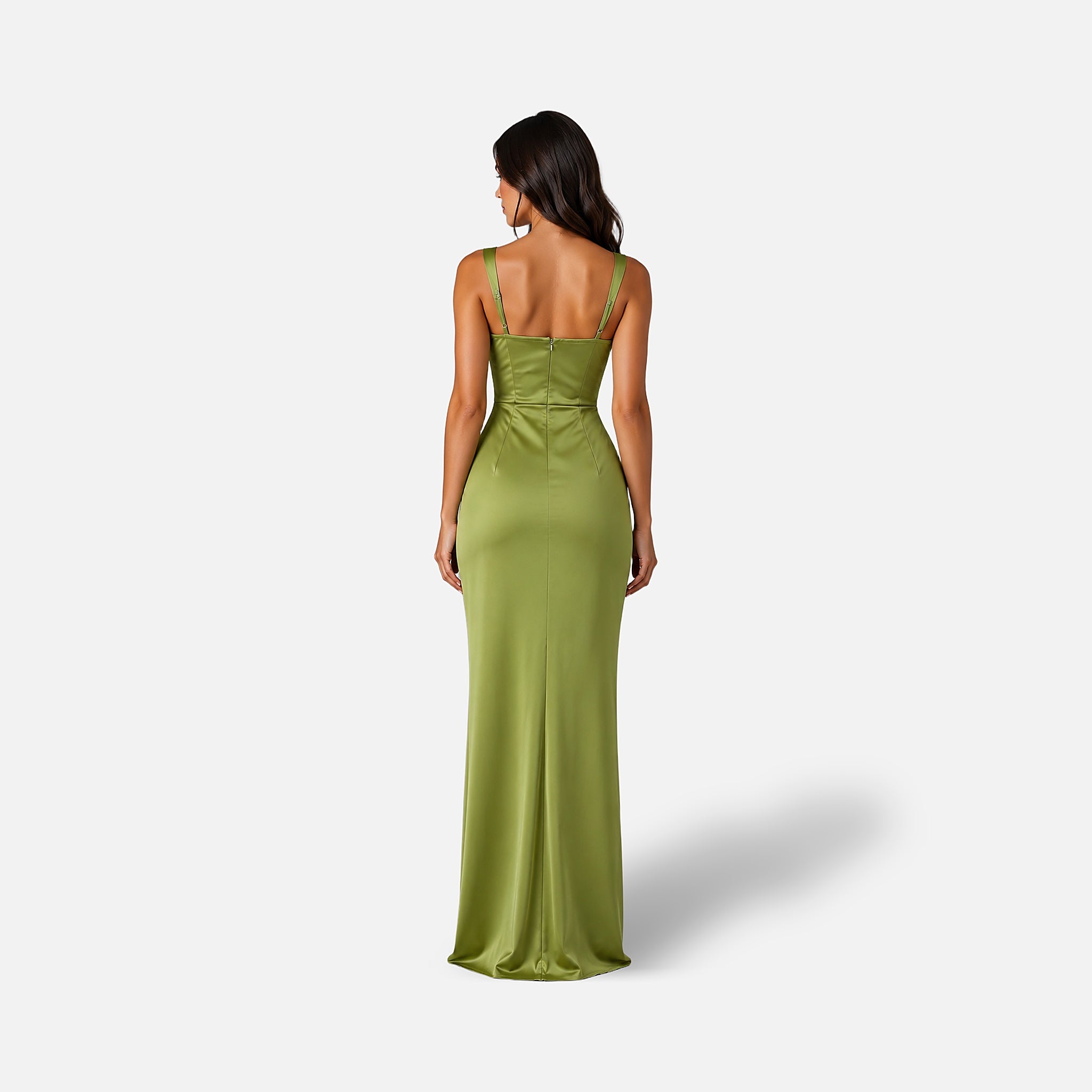 The Athletics Society | Women's Satin Ruched Maxi Dress - 2