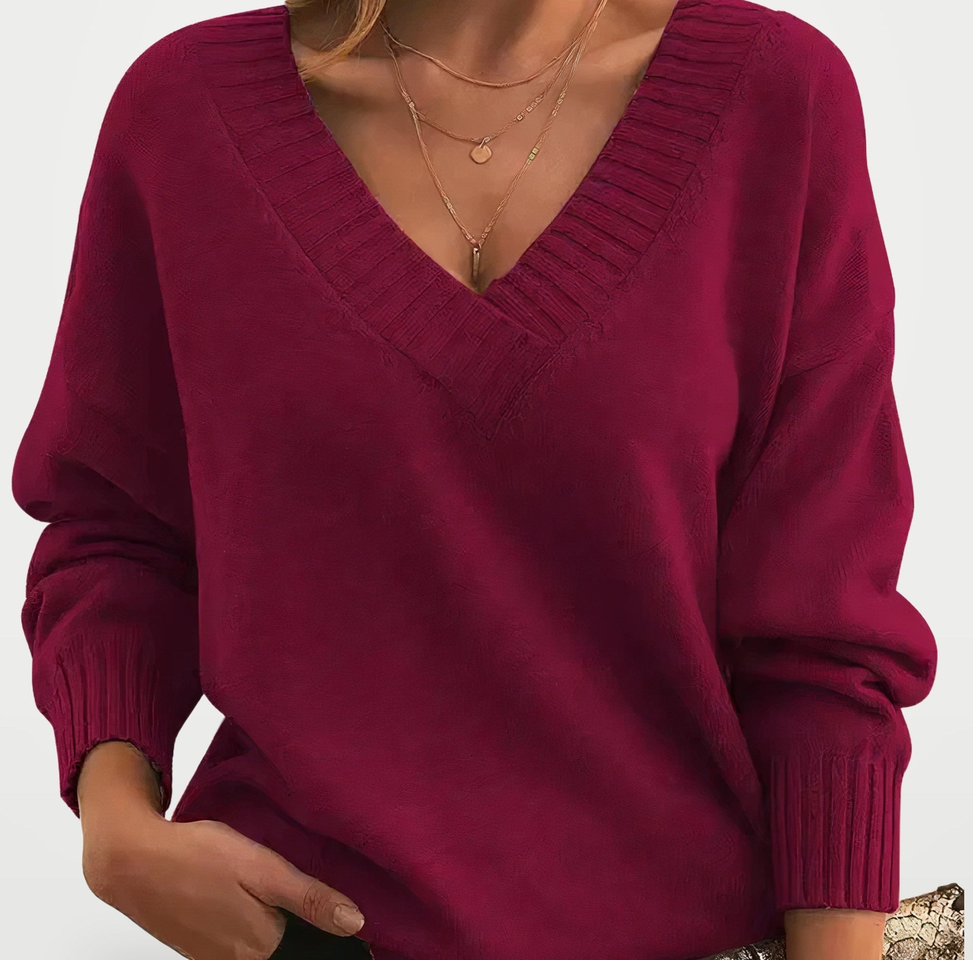The Athletics Society | Women's Relaxed V-Neck Balloon Sweater - 7