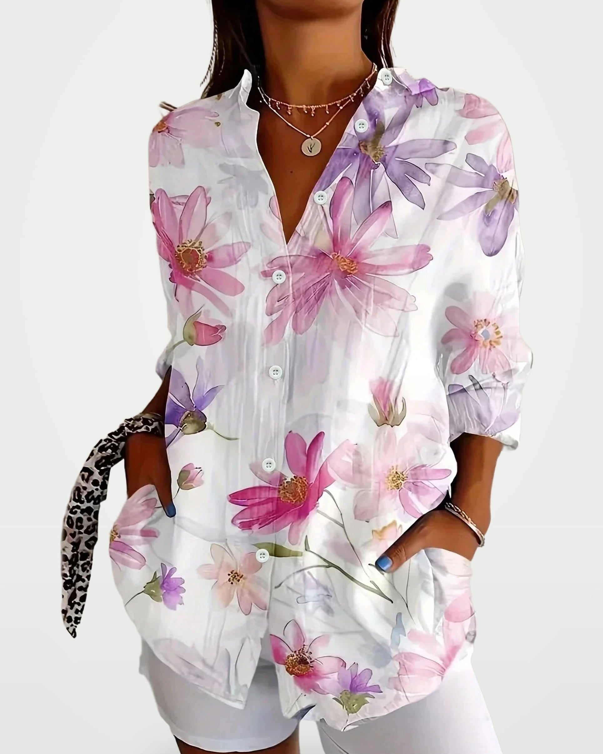 The Athletics Society | Women's Abstract Print Relaxed Blouse - 4