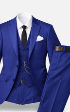 The Athletics Society | Men's 3-Piece Tailored Suit Single Breasted Wedding Formal Blue - 5