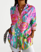 The Athletics Society | Women's Abstract Print Relaxed Blouse - 1