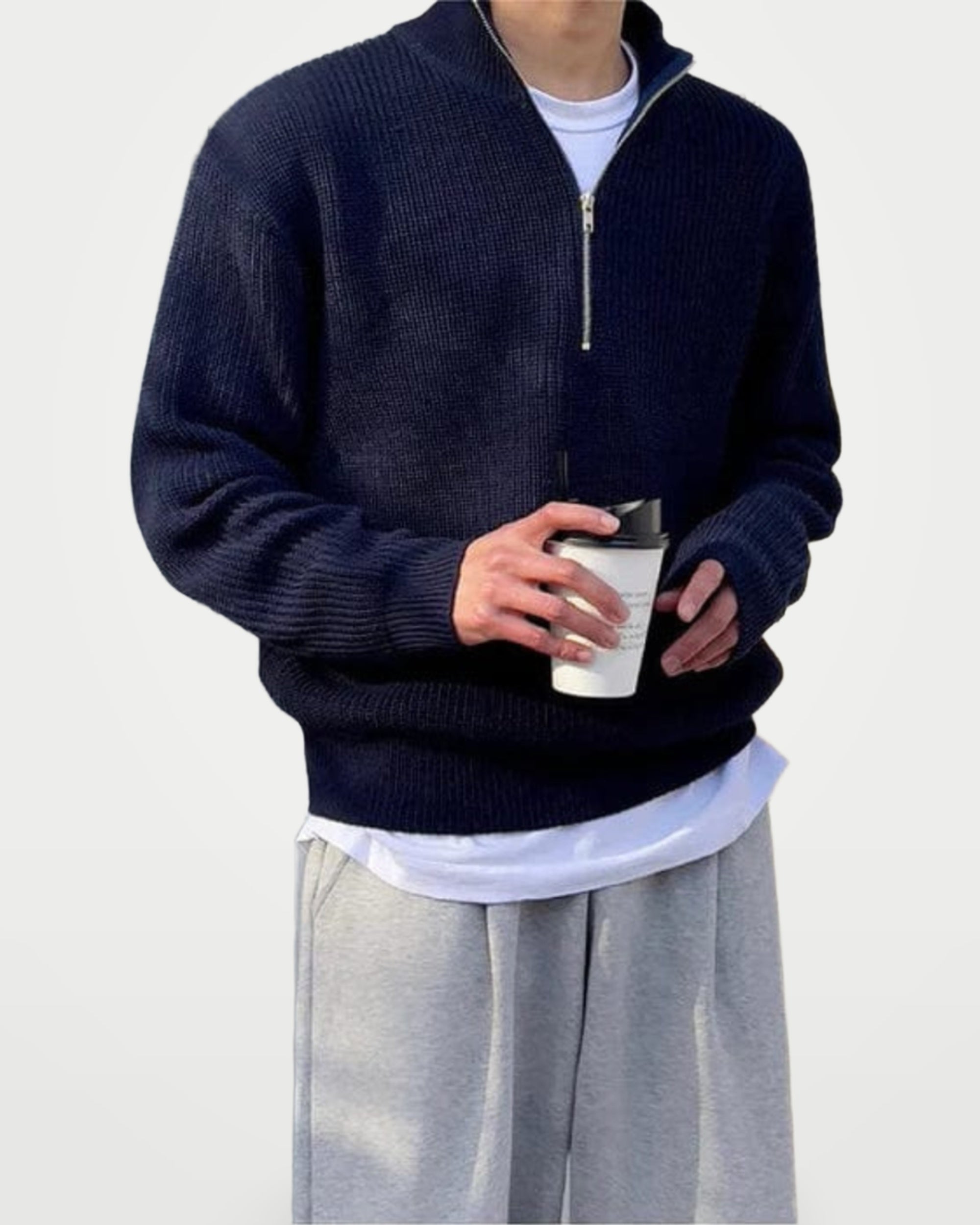 The Athletics Society | Men's Ribbed Half-Zip Sweater - 3