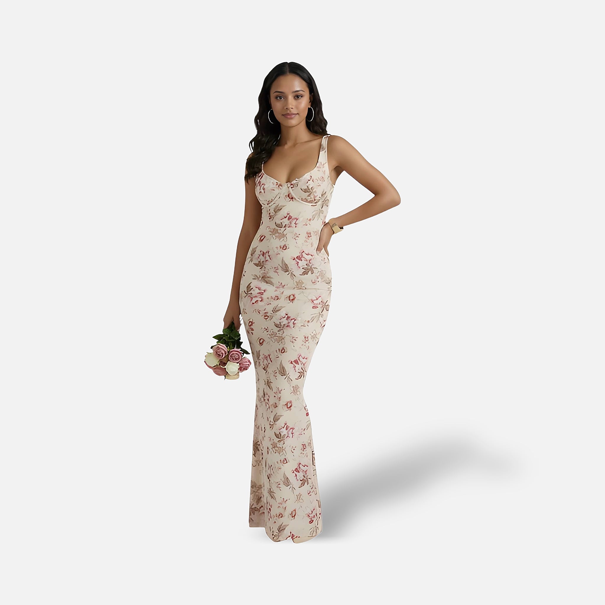 The Athletics Society | Women's Floral Bodycon Maxi Dress – Spring Occasion & Wedding Guest - 5