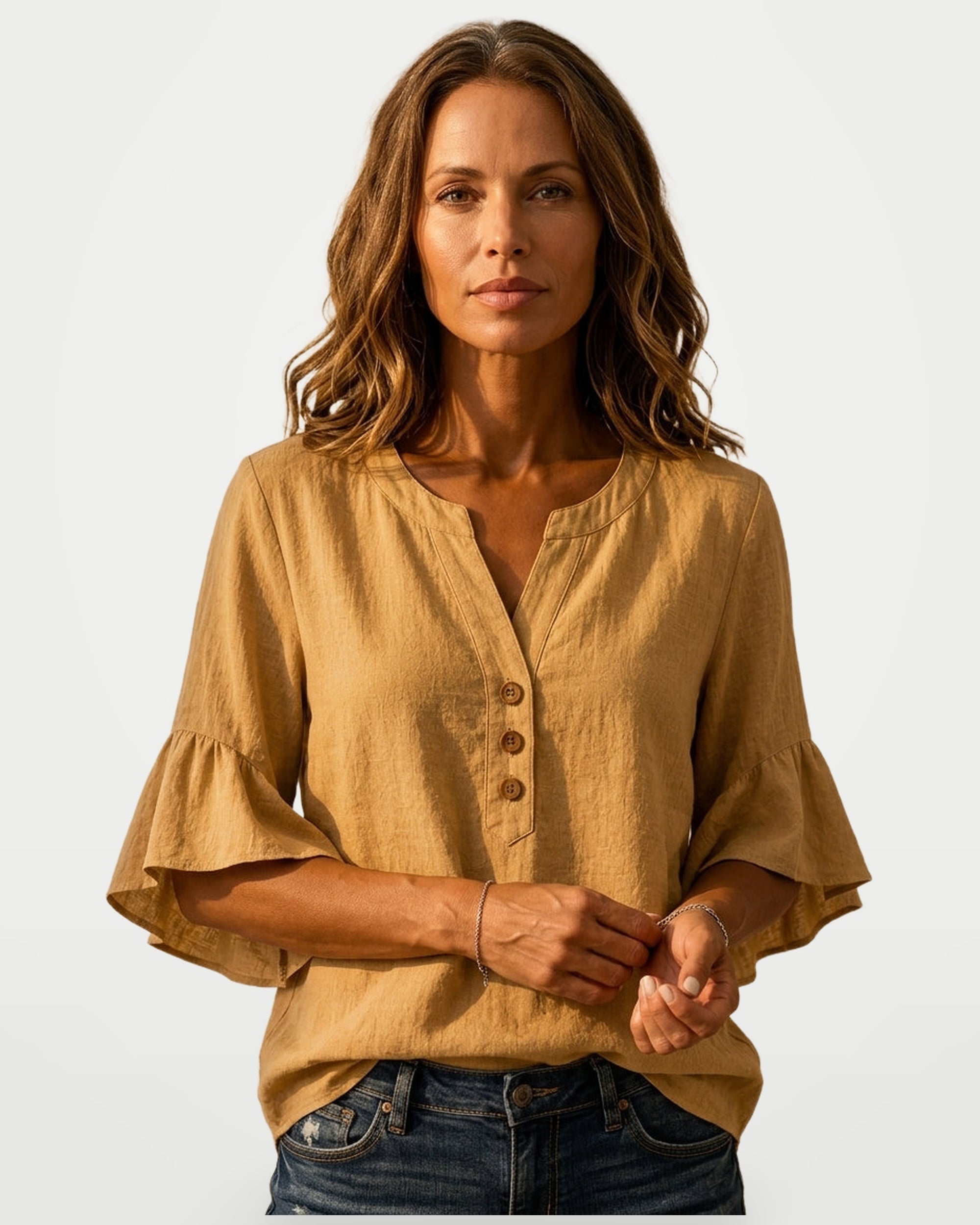 The Athletics Society | Women's Relaxed Ruffle Sleeve Blouse - 6