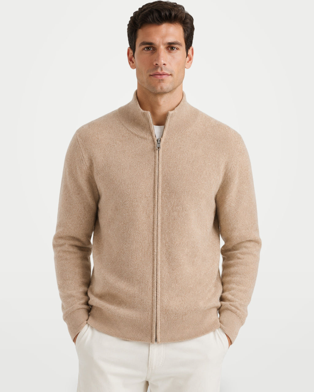 The Athletics Society | Men's Zip Stand Collar Cardigan - 1
