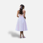 The Athletics Society | Women's Blush Pink Corset Midi Dress A-Line Structured Bodice - 4