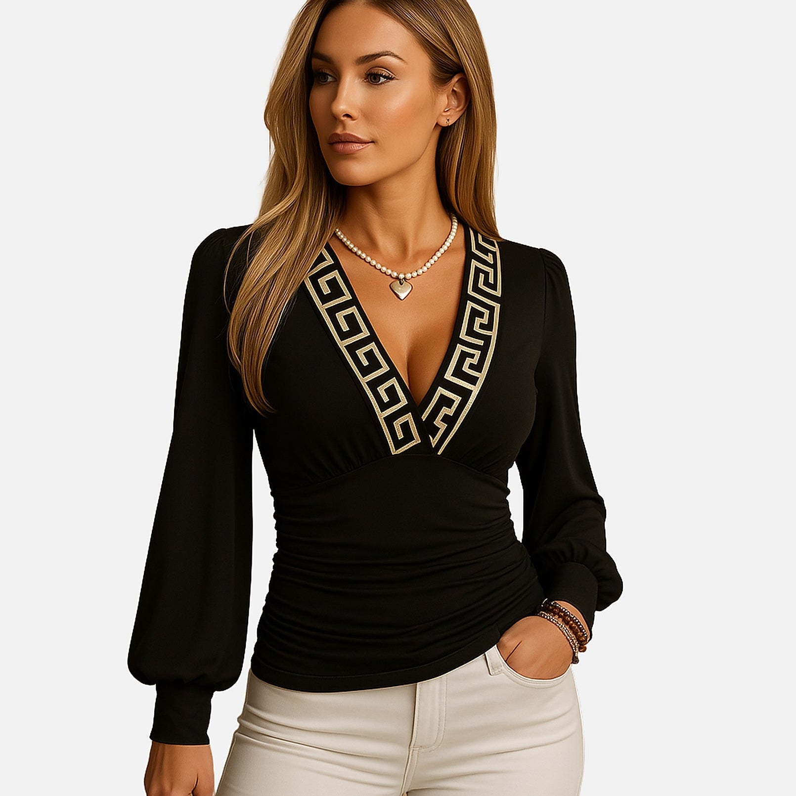 The Athletics Society | Women's Tailored V-Neck Top - 13