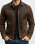 The Athletics Society | Men's Slim Suede Trucker Jacket - 1