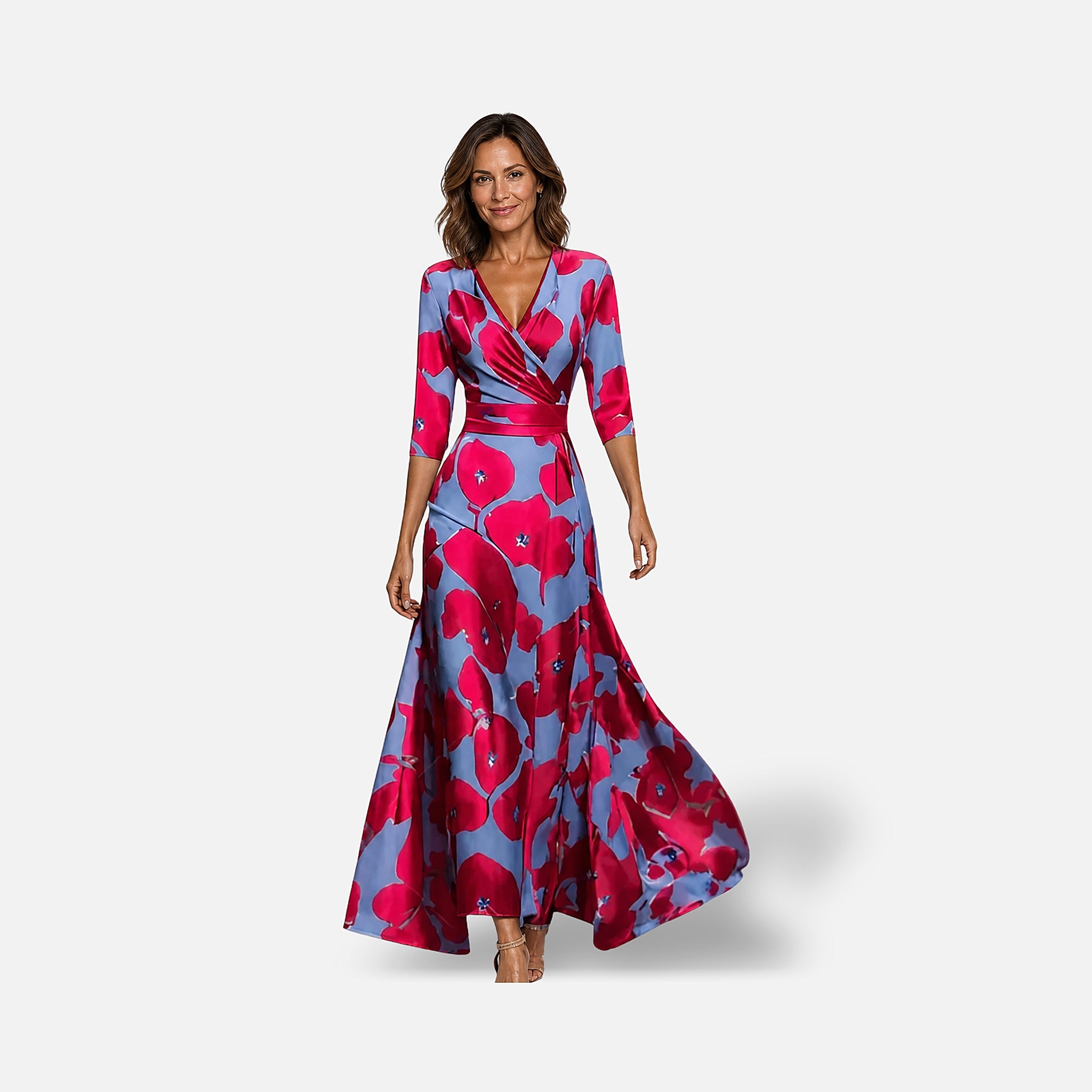 The Athletics Society | Women's Floral Wrap Midi Dress - 4