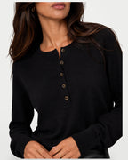 The Athletics Society | Women's Fine Knit Henley Sweater - 9