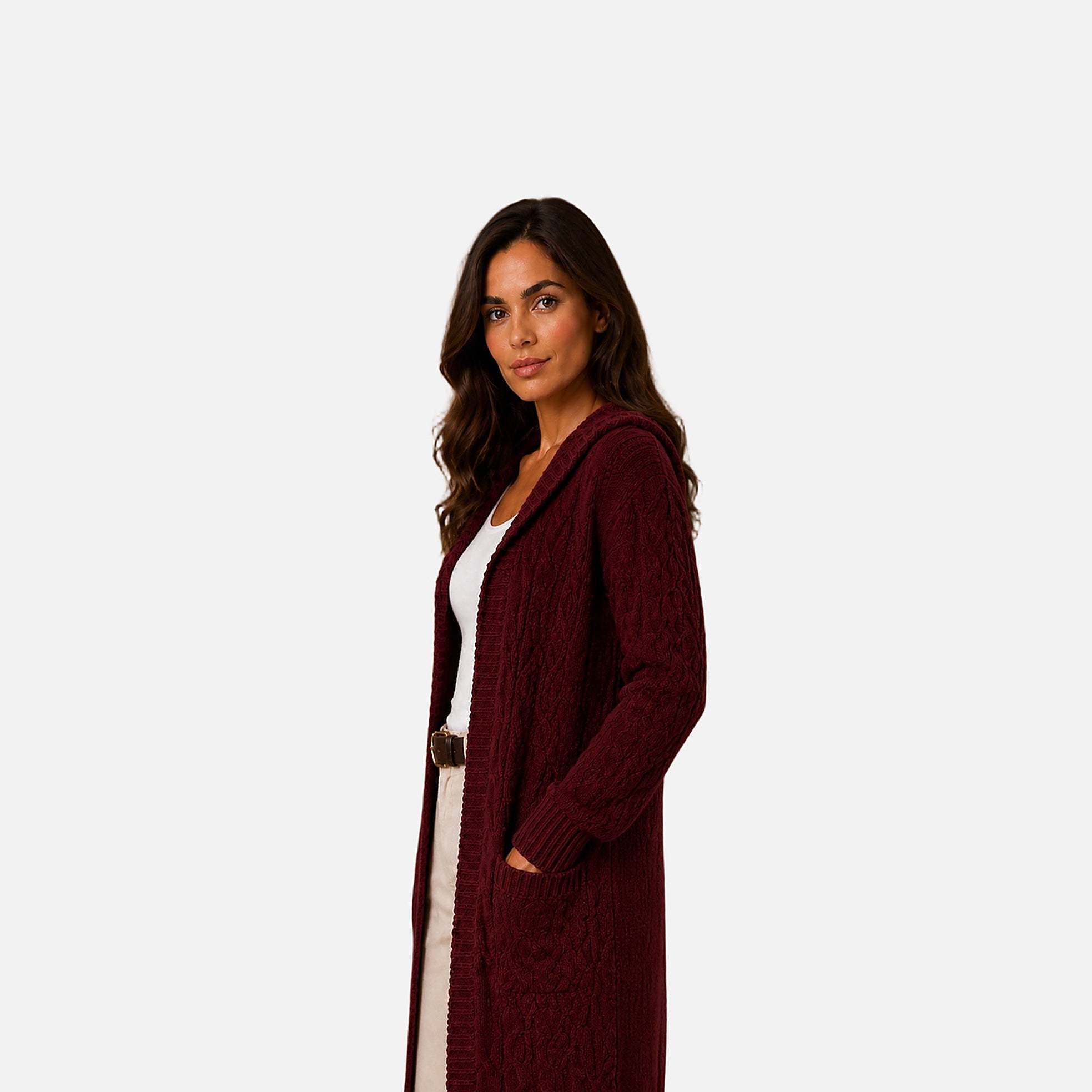 The Athletics Society | Women's Hooded Cable Knit Cardigan - 11