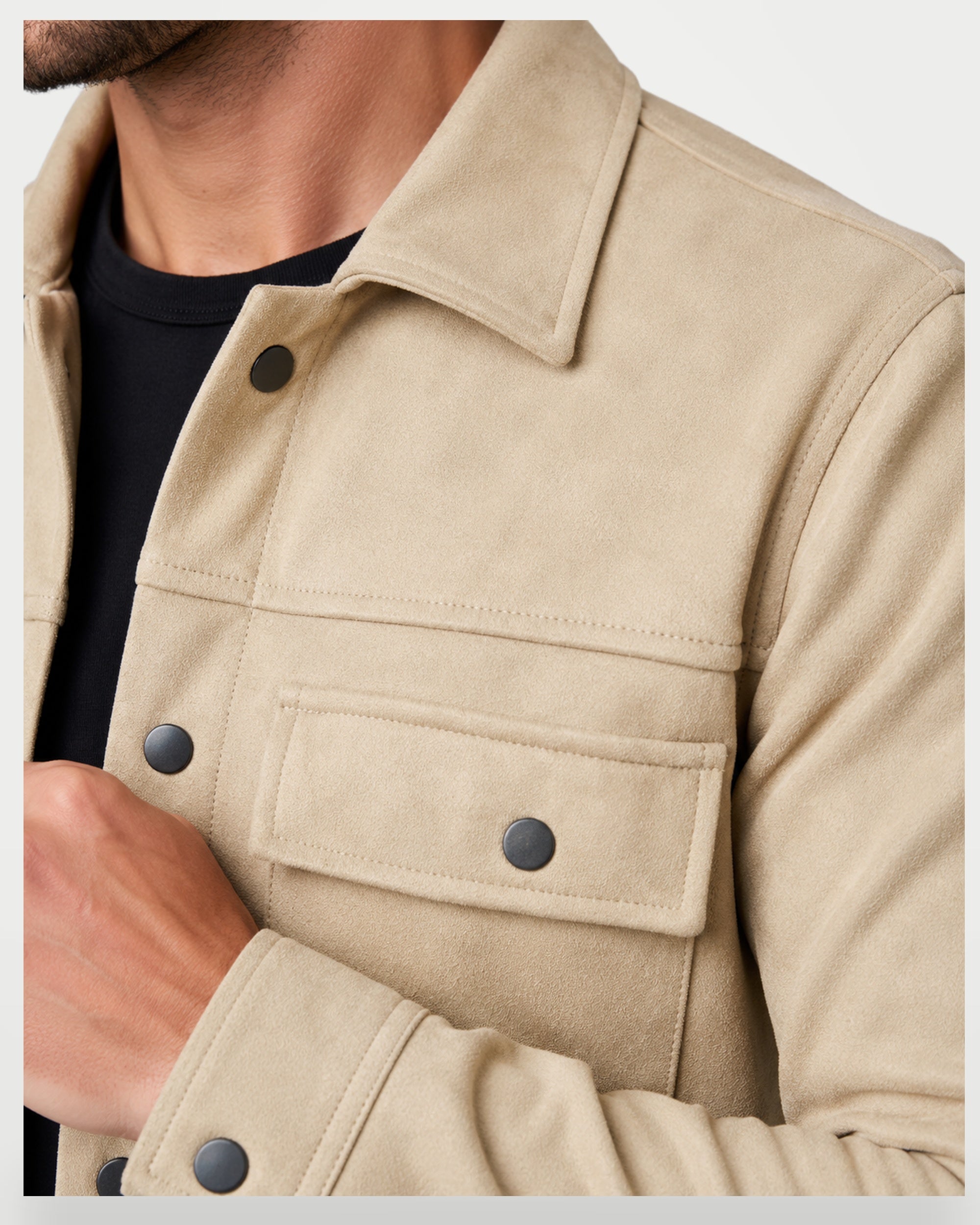 The Athletics Society | Men's Slim Suede Overshirt Jacket - 3
