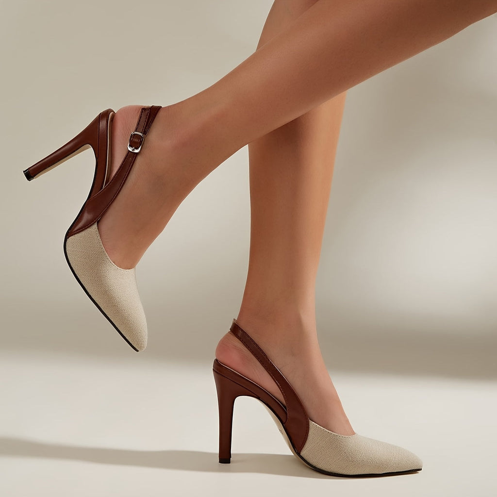 The Athletics Society | Women's Contrast Pointed Slingback Heels - 1