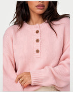 The Athletics Society | Women's Fine Knit Henley Sweater - 14