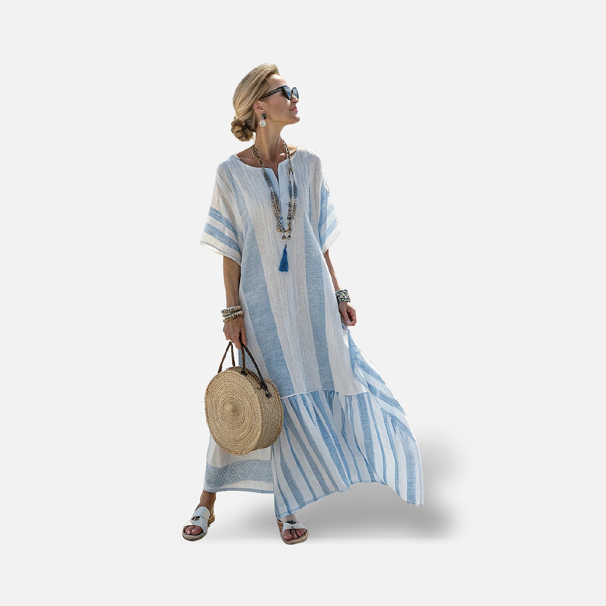 The Athletics Society | Women's Striped Kaftan Maxi Dress - 4