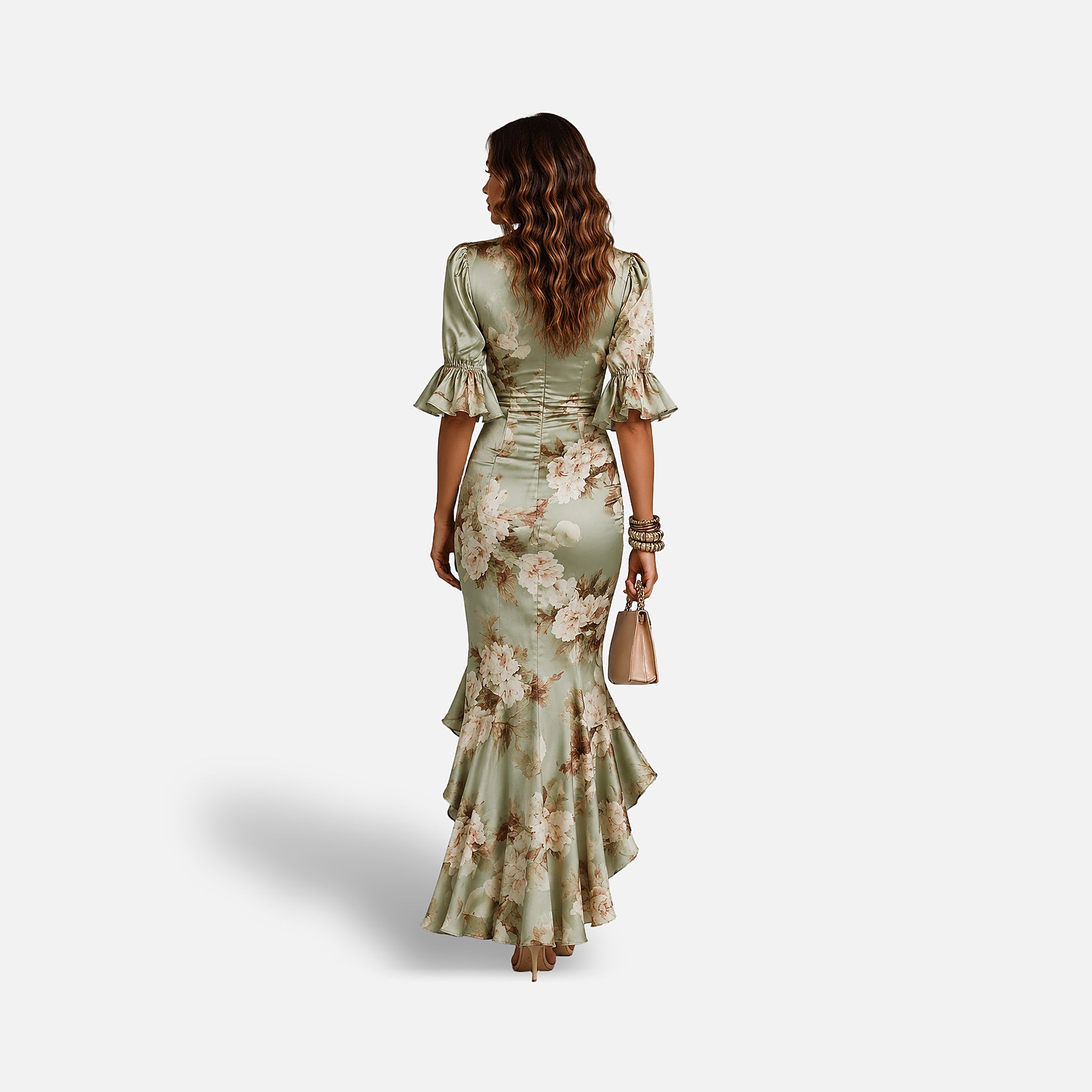 The Athletics Society | Women's Floral Satin Maxi Dress - 4