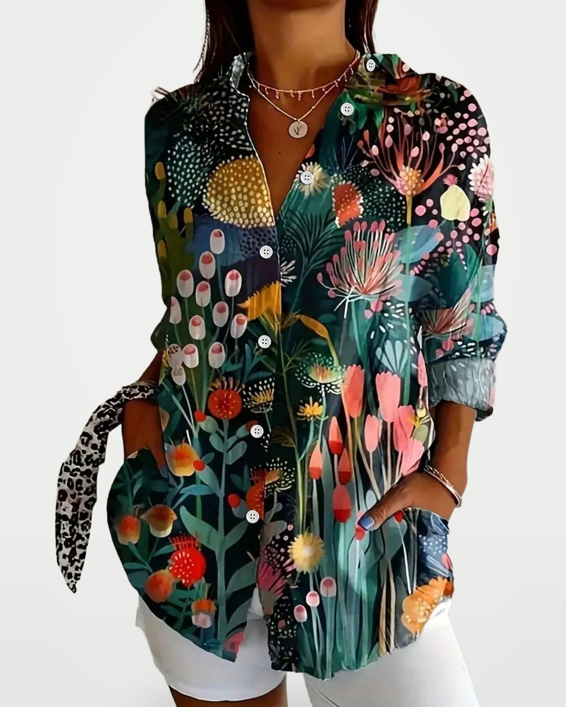 The Athletics Society | Women's Abstract Print Relaxed Blouse - 3