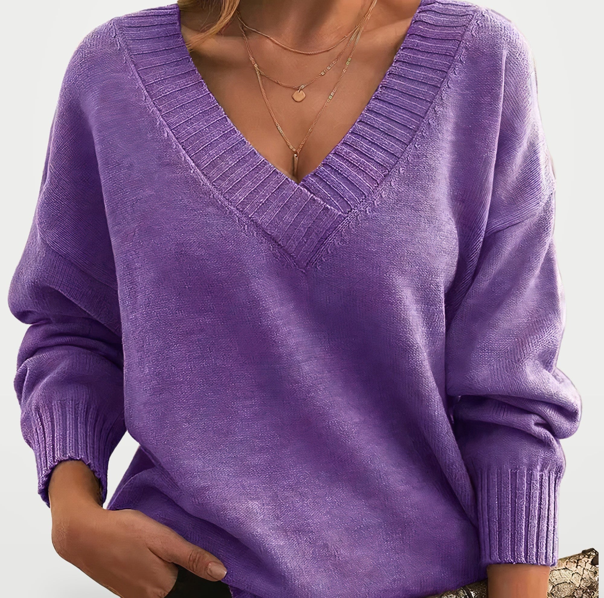 The Athletics Society | Women's Relaxed V-Neck Balloon Sweater - 10