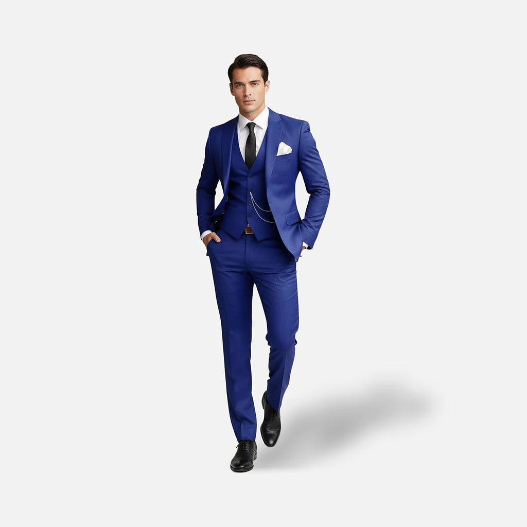 The Athletics Society | Men's 3-Piece Tailored Suit Single Breasted Wedding Formal Blue - 1