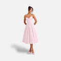 The Athletics Society | Women's Blush Pink Corset Midi Dress A-Line Structured Bodice - 1