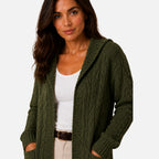 The Athletics Society | Women's Hooded Cable Knit Cardigan - 14